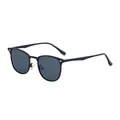 Lunettes de soleil browline noir mat classiques avec verres gris foncé et rivets - C1 Noir Mat Gris (Pré-vente)