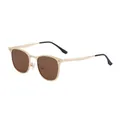 Lunettes de soleil Browline pour hommes avec monture en métal doré et verres bruns - C3 Or Mat Thé