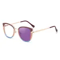 Gafas de ojo de gato tricolores con patillas de metal dorado y lentes fotocromáticas - C3 Marrón y Azul a Púrpura