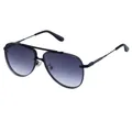 Lunettes aviateur classiques en métal noir avec verres dégradés violet à gris - C1 Noir Double Gris