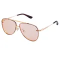 Classic aviator sunglasses with gold metal frame and translucent light brown lenses - Light Gold Tea