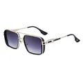 Gafas de sol punk cuadradas retro para hombre con montura negra y dorada y lentes degradadas - C2 Oro Doble Gris (Pre-pedido)