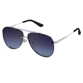 Lunettes aviateur argentées avec verres dégradés bleu-violet et double pont nasal - Argent Gris Bleu