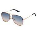 Classic aviator sunglasses with gold metal frame and blue to orange gradient lenses - Gold Green Orange