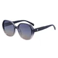 Polarisierte quadratische Sonnenbrille für Damen mit lila Rahmen und Blumendekor am Bügel - Grauer Teerahmen Tee Verlaufsgläser C2