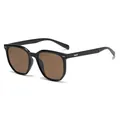 Klassische schwarze Sonnenbrille in Quadratform mit stilvoll braun getönten Gläsern - Glänzendes Schwarz mit Tee-Gläsern (C1-2)