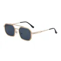 Retro octagon square sunglasses for men with golden metal frame and dark grey lenses - Matte Gold Grey Lens