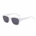Lunettes de soleil cat-eye tendance avec monture carrée blanche et verres noirs à rivets - Monture Blanche Solide Verres Gris (C10)