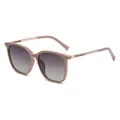 Mode-Sonnenbrille mit beigem Quadratrahmen, Verlaufsgläsern und Perlenverzierung am Bügel - C9