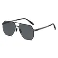 Classic black double-bridge square polarized nylon sunglasses with slim metal frames - Black