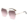 Occhiali da sole TR90 senza montatura con lenti poligonali rosa sfumate eleganti - Rosa Tè Sfumato (C2)