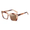 Gafas de sol modernas de ojo de gato con montura ámbar degradado y lentes marrones - Degradado Té Marrón a Té
