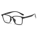 Classic black oversized square frame optical glasses with stylish sleek temples - C1 Bright Black Frame