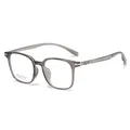 Classic square grey translucent optical glasses frame for women in a stylish 45-degree view - Transparent Grey