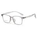 Classic transparent grey full-rim square glasses frame with TR90 material for women - C2-1 Light Transparent Gray Frame