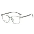 Montatura per occhiali quadrata alla moda in grigio-verde trasparente con aste grigie - Verde Trasparente (C9)