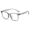 Montatura per occhiali quadrata alla moda in grigio traslucido con rivetti in metallo - Grigio Trasparente (C2)