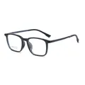 2025 trendy square dark grey transparent glasses frames with silver metal hinges - Dark Blue