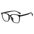 Classic black square optical glasses for women with a vintage aesthetic frame - Bright Black