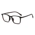 Classic square dark brown eyeglasses frame for women with a vintage minimalist style - Transparent Dark Tea