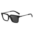 Square black frame sunglasses with photochromic lenses showing transition effect - C2 Matte Black to Grey