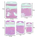 Five assorted sizes of iridescent laser resealable plastic bags for jewelry packaging - 9*5.5cm / Pearl Pink
