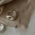Bague ajustable en argent sterling 925 avec texture de lave sur papier froissé - Style Sensation Lave Organique (J7296)