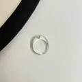 Bague réglable en argent 925 avec texture brossée et pierre rose en forme de cœur - Style Brossé Coeur Rose (J7068)