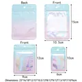 Holographic laser resealable jewelry bags in multiple sizes with front and back views - 10*6CM / Cyan Pink Gradient