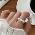 Bague géométrique minimaliste en argent sterling 925 avec finition mate brossée - Style Brossé Rond Géométrique (J7205)