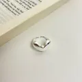 Bague ouverte minimaliste en argent sterling 925 avec un design de cœur 3D poli - Style Coeur 3D Poli (J7067)