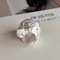 Bague ajustable en argent sterling 925 avec texture tissée et finition en métal brossé - Style Brossé Tissé Croisé (J7142)