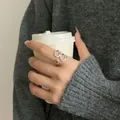 Bague unique en argent sterling 925 avec tissage géométrique irrégulier et design ajustable - Style Entrelacé d'Anneau Géométrique (J7133)