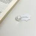 Bague cœur ajustable en argent 925 avec texture martelée artisanale unique pour femme - Style Coeur Asymétrique Martelé (J7030)