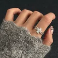 Bague unique en argent 925 avec texture de lave irrégulière et détail de cœur chic - Style de Texture Fourchue Irrégulier (J6637)