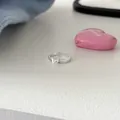 Bague ouverte chat en argent S925 avec texture brossée et visage de chat minimaliste - Style Brossé Forme de Chat (J7136)