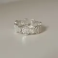 Bague ajustable en argent sterling 925 avec gravure céleste lune et étoiles - Style Vintage Creux Étoile Lune (J7140)