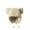 Cappello invernale in pile beige con orecchie da orso e protezione per le orecchie - Tipo standard / Beige