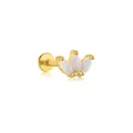 Macro view of gold S925 opal labret stud with three marquise-shaped white opal stones - Crown (1.2*6mm) / Gold