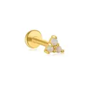 Minimalist s925 gold opal labret earring with triangle three-stone claw setting design - Triangle (1.2*8mm) / Gold