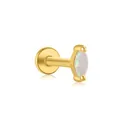 Gold marquise-cut opal labret earring with flat back and vibrant colorful fire - Marquise (1.2*8mm) / Gold