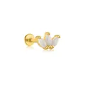 Gold plated s925 silver stud earring featuring three marquise-cut white opal stones - Crown (1.2*6mm) / Gold