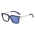 Montatura occhiali quadrata blu traslucido con stanghette in metallo argento e lenti fotocromatiche - C6 Blu Opaco a Blu