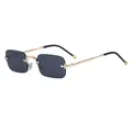 Gafas de sol cuadradas sin montura con varillas de metal dorado y lentes oscuras chic - Oro Gris Completo (C1)