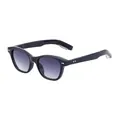 Classic black cat-eye sunglasses with purple gradient lenses and silver rivet accents - C2 Polarized Glossy Black Silver Gradient Gray