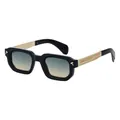 Square black sunglasses with gold metal temples and gradient lenses for men - Black Gold Green Yellow Gradient (C10)