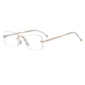 Gafas de sol sin montura con patillas de metal dorado y bisagras florales decorativas - Oro Anti-Luz Azul (C7)