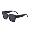 Quadratische, mattschwarze Sonnenbrille mit dunkelgrauen Gläsern und Sechseck-Detail - Mattschwarz Vollgrau