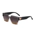 Quadratische Mode-Sonnenbrille mit grau-braunem Gestell und goldenen Metallakzenten - Graubraun Verlauf