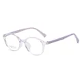 Modern ovaal brilmontuur in transparant paars en effen paars tweekleurige stijl - Transparent Purple (C7)